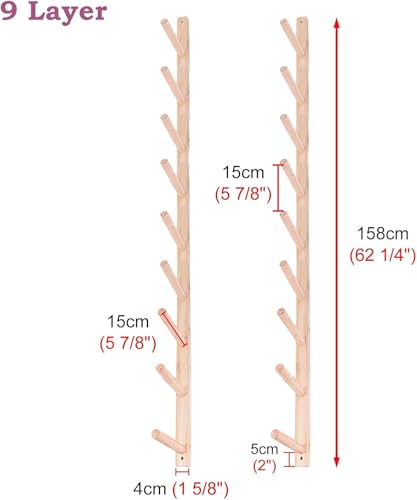 Montaje de pared de madera del estante de la estera del yoga, soporte ajustable del rodillo de la espuma, organizador del equipo del ejercicio del ahorro de espacio para el gimnasio del hogar, estudio