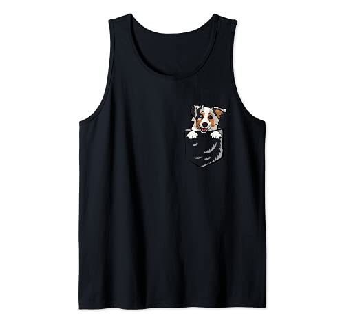 Adorable Little Australian Shepherd Dog In The Pocket Tank Top