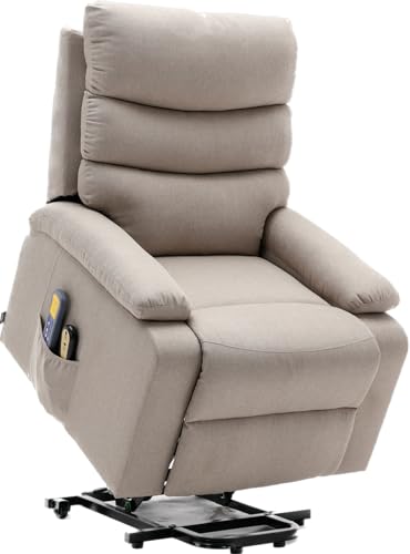 ASTAN HOGAR AH AR10520AR Poltrona Relax con Funzione Auto-Aiuto (Levanta Persone), Reclinazione Elettrica, Massaggio E Termoterapia, Modello Ceci AH-AR10520AR, Legno, Sabbia