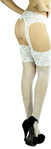 Image of ToBeInStyle Women's Attached Garter Belt Suspender Nylon Stocking Pantyhose