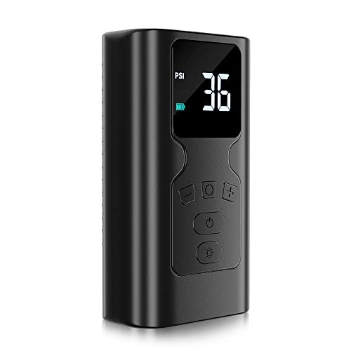 Hieha Cordless Tire Inflator Portable Air Compressor,150PSI Faster Inflation,Auto Shut Off,Tire Air Pump for Car with Digital Pressure Gauge LED Light,Mini Car Tire Pump for Car Bike Motorcycle Ball