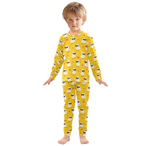 ALAZA Cute Duck Love Heart Pajamas Long Sleeve Sleepwear 2-Piece Pajama Set3