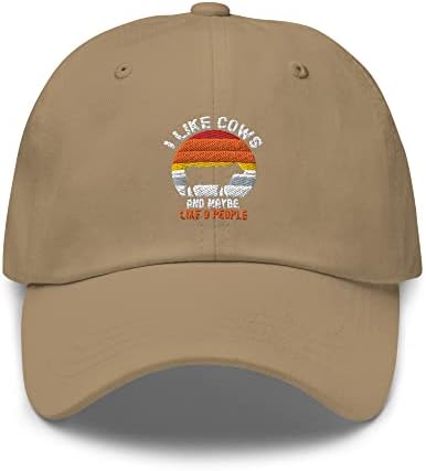 2myhands I Like Cows and Maybe Like 3 People Retro Cheese Dad Cap Khaki