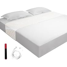 Amradield Grounding Earth Grounding Sheet 104"x24" Fits All Bed Sizes 5% Silver Fiber 95% Organic Cotton Grounded Half Flat Sheet with 15Ft Grounding Cord and Test Pen Earth Connected Sheets for Sleep