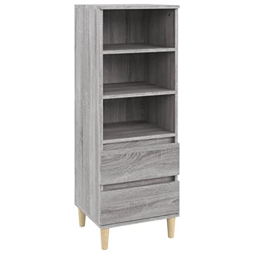 vidaXL Highboard Sideboard Schrank Kommode Anrichte Beistellschrank Mehrzweckschrank Hochschrank Standschrank Grau Sonoma 40x36x110cm Holzwerkstoff