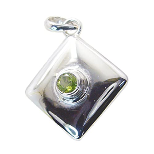 Pendentif argent 925 péridot vert véritable et sertissage en lunette réglable