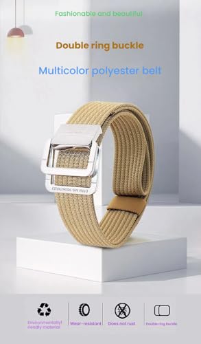Adjustable Alloy Dual Ring Buckle Tactical Belt，Braided Canvas Nylon Military Sports Outdoor Belt for Men & Women - 47 Inch4
