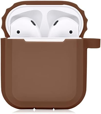 Classic Matte AirPod Case Soft Silicone Protective Cover for Women Men Compatible with AirPods 1st & 2nd Generation Case (Brown)