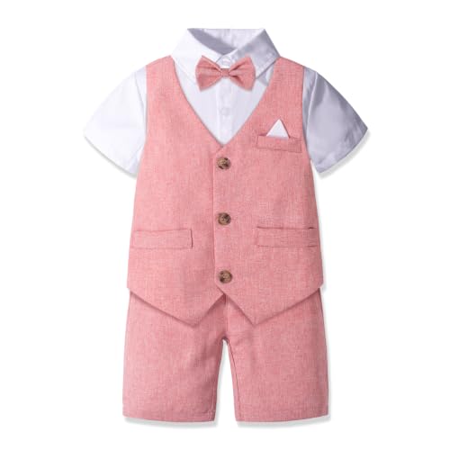 Image of Nwada Boys Suit Toddler Dress Clothes Shirt with Bow Tie, Dress Pants Sets Kids Gentleman Outfit suits
