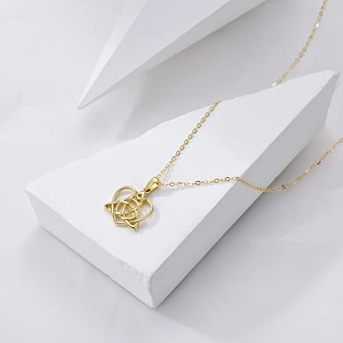 KECHO Irish Celtic Necklace Solid Gold Vintage Triquetra Trinity Celtics Celtic Knot Pendant Necklace Jewelry Gifts for Women Mother Wife, 16"+ 1"+1" +1”4