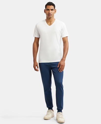 Image of Jockey AM05 Men Super Combed Cotton Rich Pique Slim Fit Jogger with Zipper Pockets