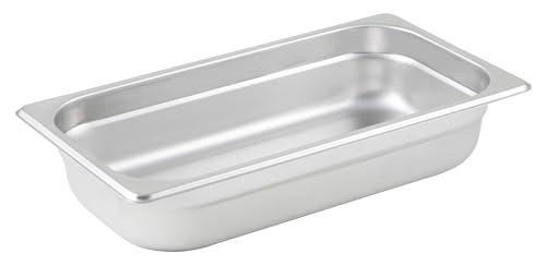 Winco SPJM-302 Anti-Jamming Steam Pan, 1/3 x 2 1/2-Inch, 24-Gauge,Stainless Steel,Medium, 2.5" Deep