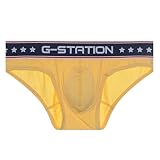 [ジーステーション] ブリーフ ビキニブリーフ ビキニ XL イエロー モダール製 ソフト フルバック 男性下着 メンズ タグレス 立体縫製
