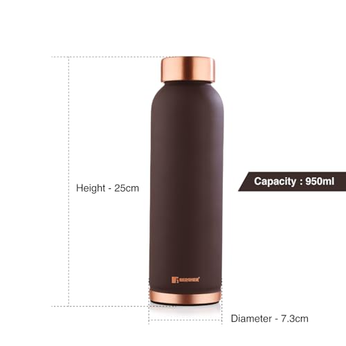 Image of BERGNER Walking Copper Water Bottle 950ml, Pure Copper, BPA Free, Non-Toxic, Leak Resistant, Pure Tamba Provides Health Benefits, Office Bottle, Hiking Trekking Bottle, Boosts Immunity - Navy Blue