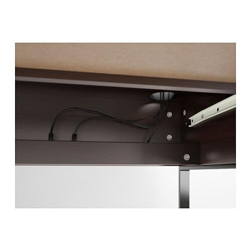 Bureau MICKE noir-marron 142x50x75cm | Cachez vos câbles d'ordinateur