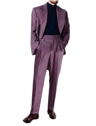 Costume à chevrons homme pour banquet et dîner habillé avec veston revers de pointe élégant