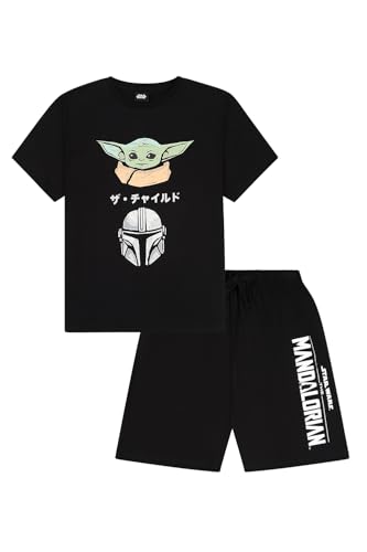 Star Wars Mens The Mandalorian Grogu Short Black Pyjamas (X-Large)