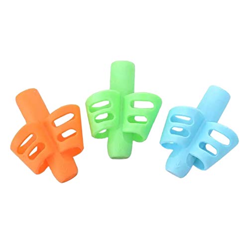 Ainkou 3 PCS Pencil Grips for Kids Handwriting, Ergonomic Soft Flexible Training Pencil Holders Writing Aid Grip Tool for Children Toddler Preschool Schooling (Green, Orange, Blue)