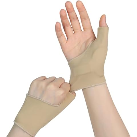 Thumb Wrist Brace Compression Sleeve for Arthritis Pain Relief Tendonitis Protector Support, Soft Elastic Fabric Thumb Splint Glove Liner for Women and Men -Fits Both Hands-(M)(1 pair) Cover