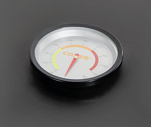 Cozze® 90349 13 Gas Pizza Ofen mit Thermometer mobiler Pizzaofen Pizzastein Gasgrill bis 400 degreeGrad regelbar mit 34x34 cm Pizzastein tragbar Terrasse Balkon, Schwarz