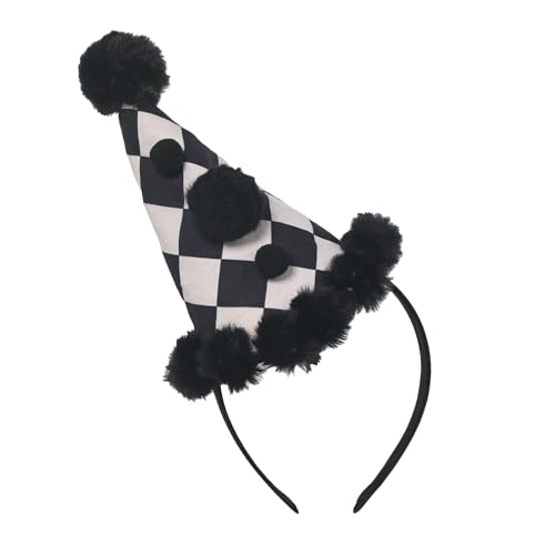 UniqKaliber Clown Hat Headband Black White Jester Headwear Party Carnival Halloween Costume Accessories