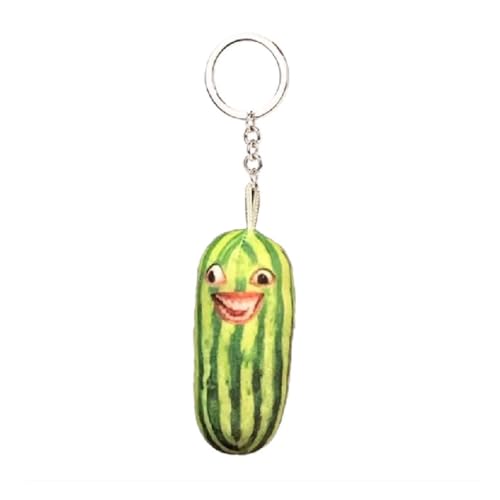 Eye Catching Fruit Doll Keyrings Watermelon Strips Plush Keychain for Teens
