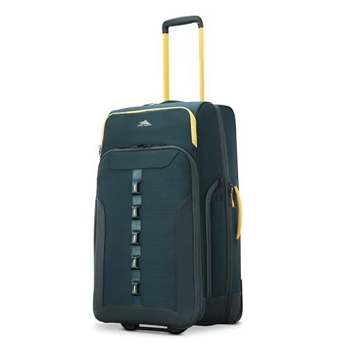 High Sierra Hi-Life 28-Inch Medium Wheeled Duffle - Features Smooth Rolling Wheels, WetPak Pockets, Stack-It Strap, Adjustable Handle, Fleece Pocket, Padded Laptop Sleeve, Expandable - Green/Yellow