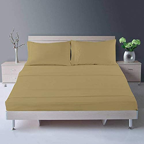 Image of 1800 Brushed Microfiber Bedsheet /Bedsheets - Flat Sheet with 2 Pillow Cover - Taupe Solid Double
