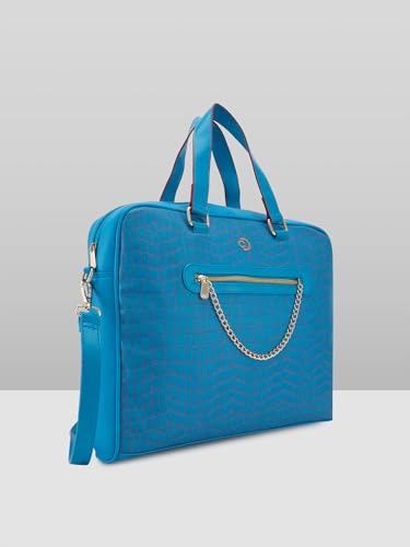 Image of Caprese Mist Laptop Bag, Large | Stylish Office Handbag for Women with 15.6 Inch Laptop Compartment with Adjustable & Detachable Sling Strap | Secure Zip Closure | Ideal for Office & Travel (Blue)
