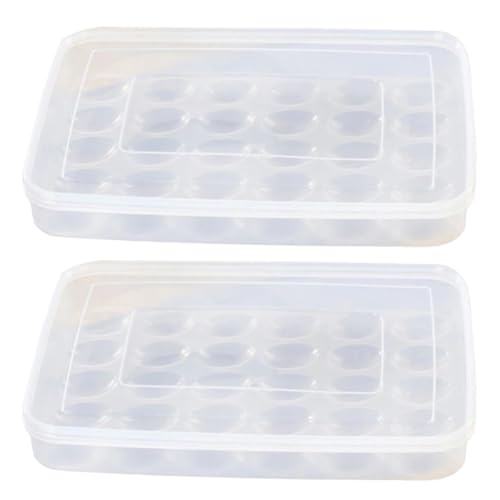 Caja para huevos apilable de plástico con tapa para nevera pack de 2