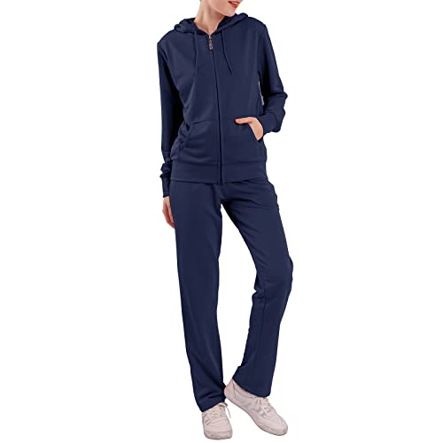 LeeHanTon Womens Sweatsuits Set 2 Piece Jogging Suits Zip Hoodie Sweatpants Tracksuit Training Outfits
