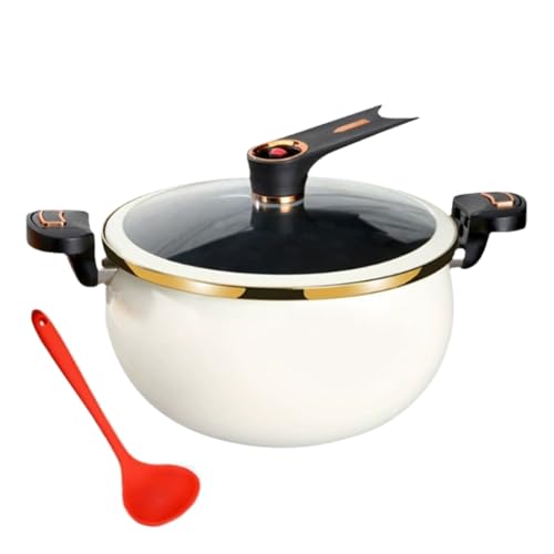 Peakjune Olla a presión esmaltada pequeña,Enamelo Pequeña Olla a presión con Tapas,Micros Olla a presión,Olla a presión esmaltada de Doble Mango,Alivia rápidamente la presión.