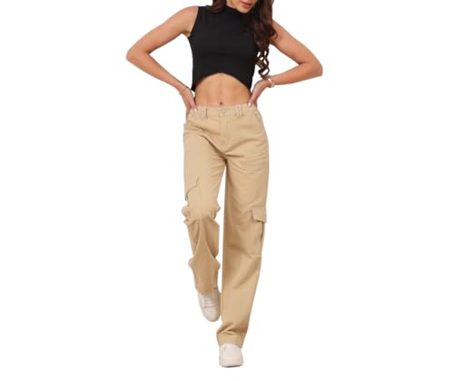 THWEI Cargo Pants for Women High Waisted Casual Pants Y2K Streetwear with 6 Pockets2