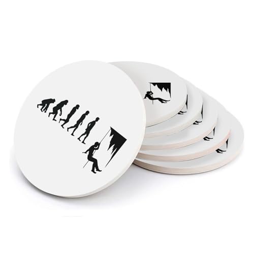 Sous verre ronds en céramique évolution spéléo athlète grotte : lot de 6 dessous de table - 2