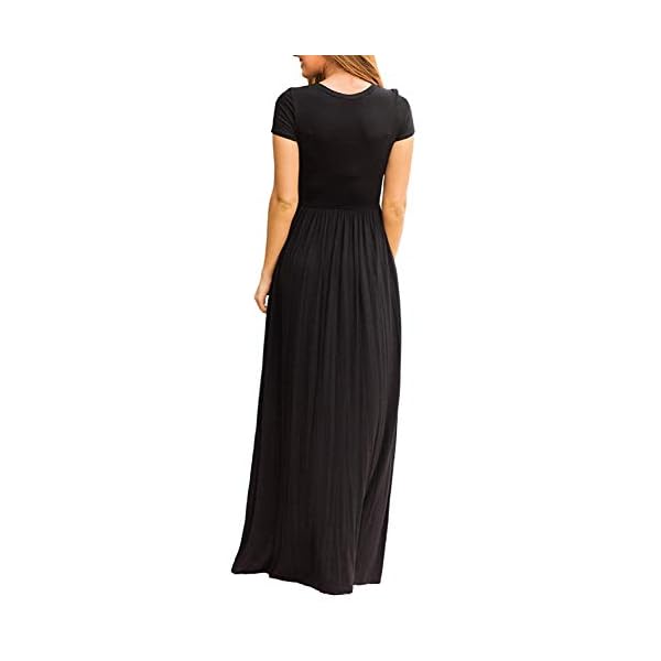 VIISHOW-Womens-Short-Sleeve-Floral-Dress-Loose-Plain-Maxi-Dresses-Casual-Long-Dresses-with-Pockets VIISHOW Women's Short Sleeve Loose Plain Maxi Dresses Casual Long Dresses with Pockets(Black, Large)