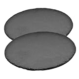 ANDRESLAD 2 piezas Platos de Pizarra Natural Redondos Bandejas Vintage para Servir Steak y Sashimi Diseño Pulido y Superficie Lisa para Uso Diario Restaurantes y Hogar