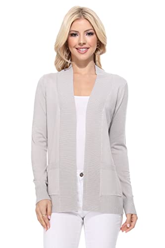 Image of YEMAK Women's Long Sleeve Open Front Knit Sweater Cardigan Shrug with Pocket (S-XL)