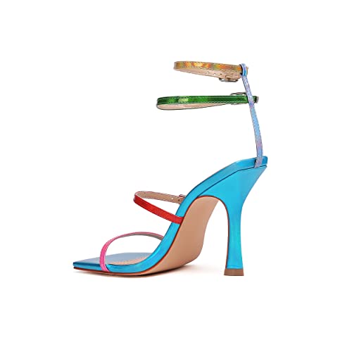 Vivianly Womens Square Toe Ankle Strap Stiletto High Heels Open Toe Sexy Four Strappy Sandals thumb #4