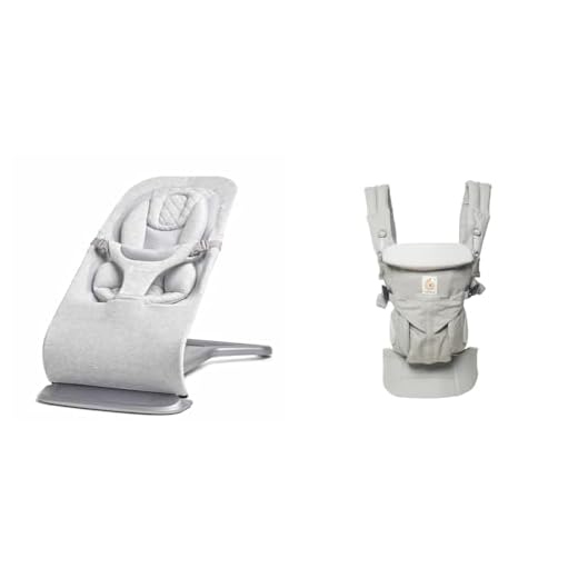 Ergobaby Evolve 3-in-1 Bouncer, Adjustable Multi Position Baby Bouncer Seat, Fits Newborn to Toddler, Light Grey & Omni 360 All-Position Baby Carrier for Newborn to Toddler with Lumbar Support