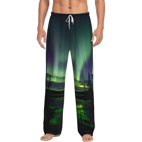 Pantalon de pyjama aurores boréales homme en flanelle pour des nuits douillettes