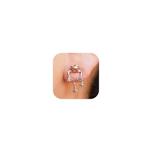 Silver Frog Earrings for Women Cute Stuff Vintage Frogs Shaped Stud Earring Funny Cute 3D Animal Earrings Whimsical Jewelry Unique Gifts for Women