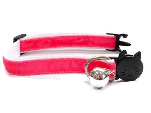 Velvet Cat Collars with Bell, Fuchsia Pink Velvet, Cat Collar (14cm - 24cm) - Image 2
