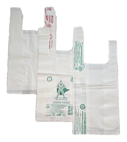 Save Green Eco 120 days Compostable Small (10x12) Size Carry Bags for Grocery Store with Handles, Daily Using and Easy to Carry Multi Designs - Pack Of 60(20 Pcs Each Color)-image-25