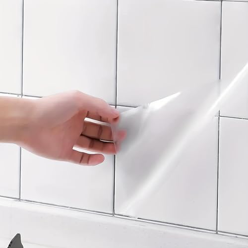 Image of HOME13 Glossy Clear Self Adheisve Protective Film Oil Proof Kitchen Backsplash Wall Protector Removable Transparent Film (20x198 Inch, Clear Film)