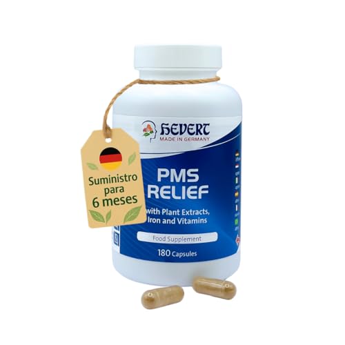 PMS Relief – Hierro con 200 mg de extracto de Vitex agnus castus (Sauzgatillo), vitaminas B6, B3, C, L-carnitina. Apoya síndrome premenstrual (SPM) y el equilibrio hormonal femenino