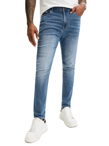 JEMLDL Men's Slim Fit Skinny Stretch Jeans Tapered Dress Casual Denim Pants with Pockets Fashion Streetwear Light Blue 36W x 30L