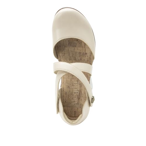 Image of Alegria Womens Savina Leather Wedge - Stylish and Versatile Mary Jane for Endless Support - Enhanced Arch Slip Resistant Platform Ankle Cross Strap Heel for Professionals