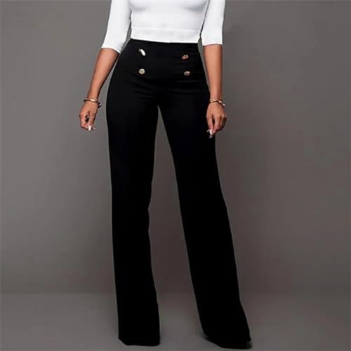 Solid Color Flare Pants Women High Waist Wide Leg Pants Office Ladies Trousers Slim Long Pants3