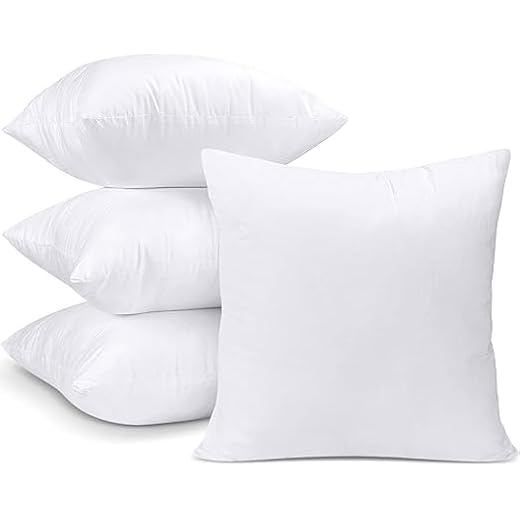 Utopia Bedding Innerkuddar (Paket med 4), 30 x 50 cm (12" x 20") Prydnadskuddar, Soffkudde, Dekorativa kuddar, Bomullsblandningsöverdrag, Ihålig fiber fyrkantig kudde (vit)