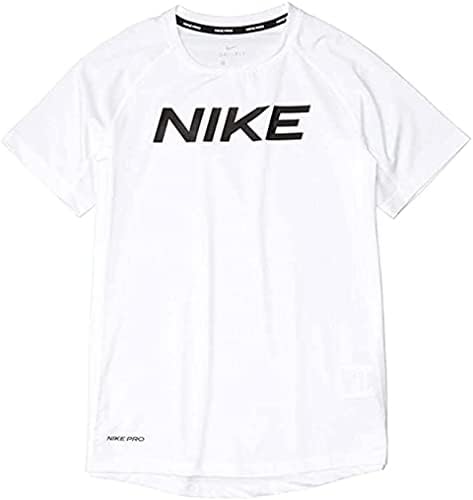 Nike Kids Boy's Pro Short Sleeve Fitted Top (Big Kids) White/Black MD (10-12 Big Kids)